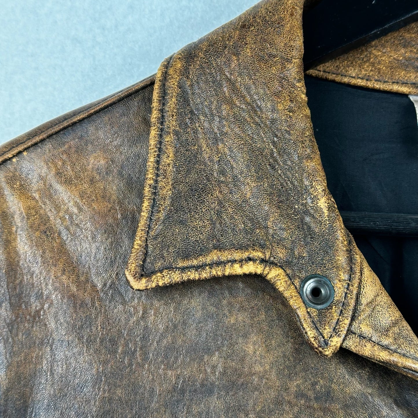 Vintage Brockum Brown Button Down Blank Genuine Leather Jacket