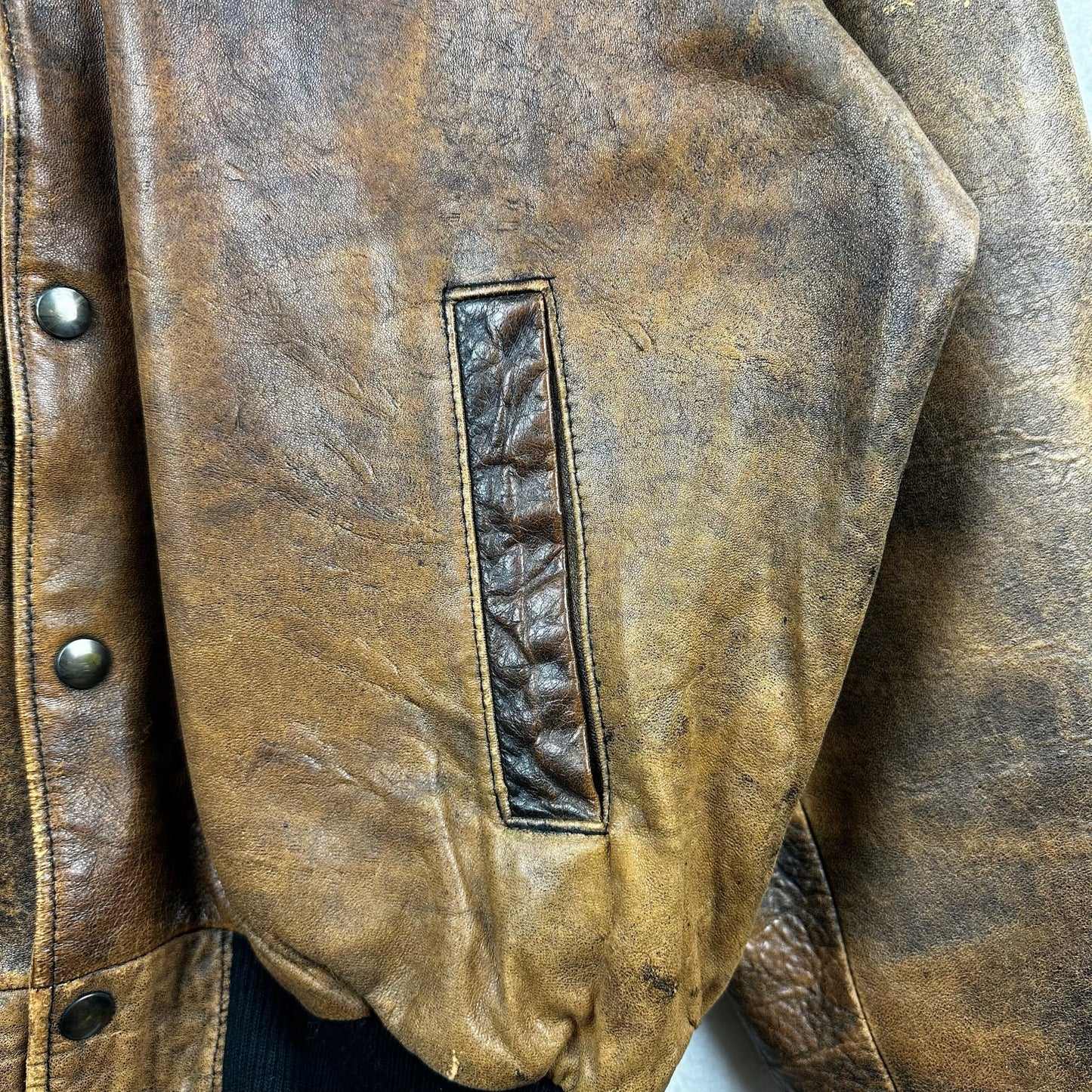 Vintage Brockum Brown Button Down Blank Genuine Leather Jacket