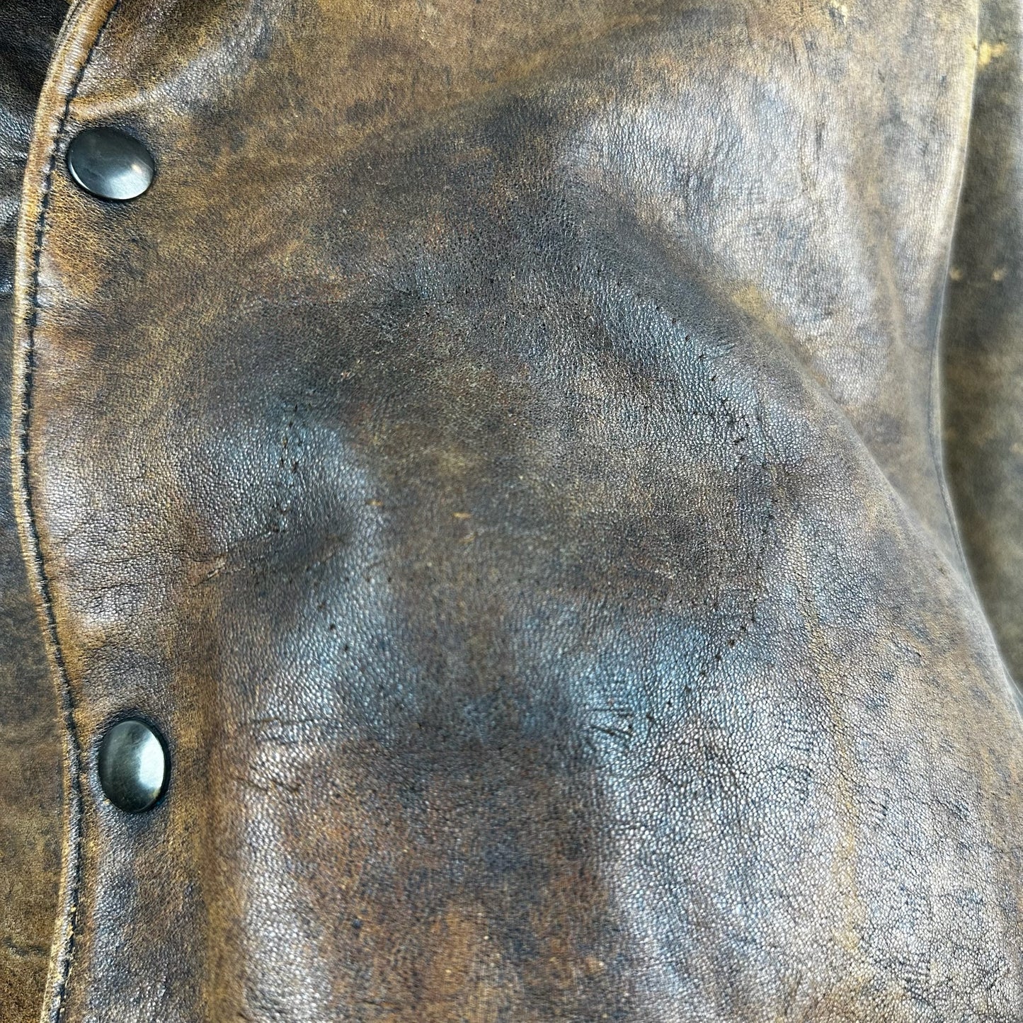 Vintage Brockum Brown Button Down Blank Genuine Leather Jacket