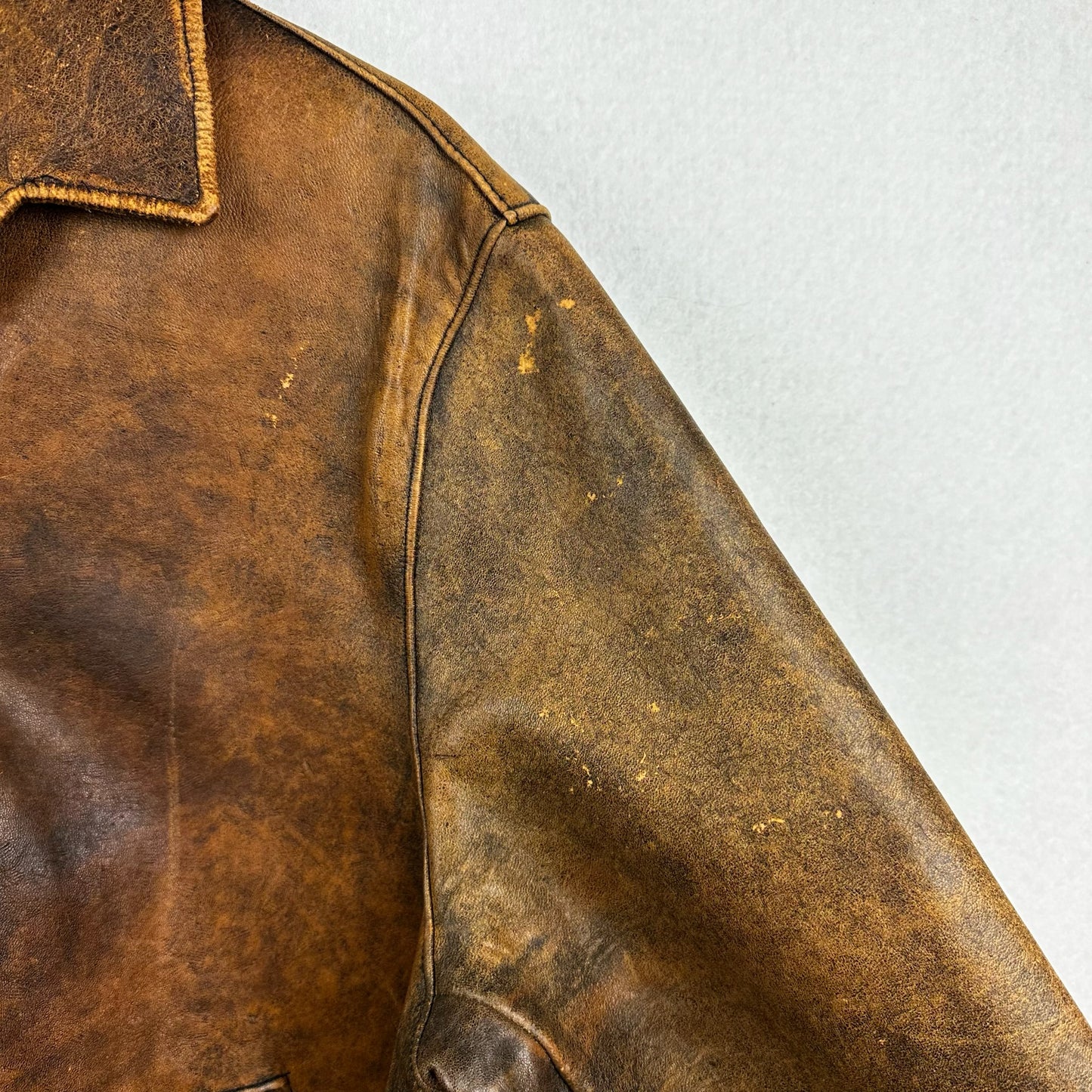 Vintage Brockum Brown Button Down Blank Genuine Leather Jacket