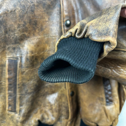 Vintage Brockum Brown Button Down Blank Genuine Leather Jacket