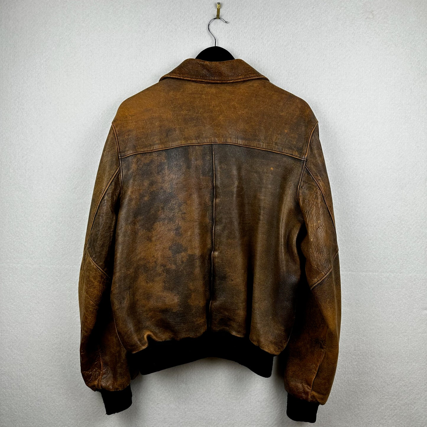 Vintage Brockum Brown Button Down Blank Genuine Leather Jacket