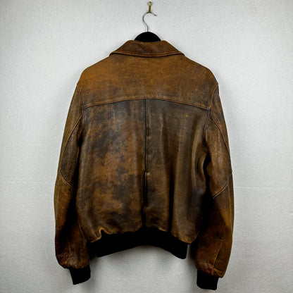 Vintage Brockum Brown Button Down Blank Genuine Leather Jacket