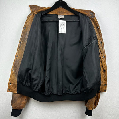 Vintage Brockum Brown Button Down Blank Genuine Leather Jacket