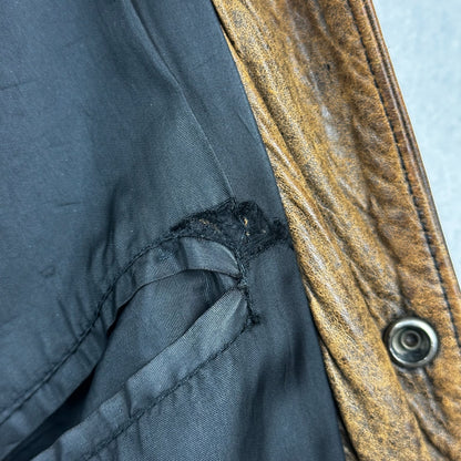 Vintage Brockum Brown Button Down Blank Genuine Leather Jacket