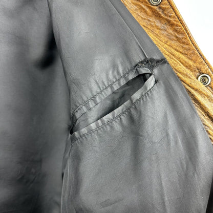 Vintage Brockum Brown Button Down Blank Genuine Leather Jacket