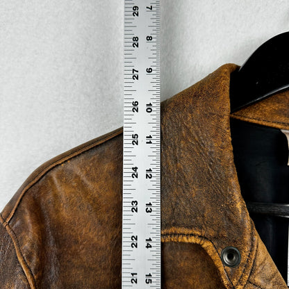 Vintage Brockum Brown Button Down Blank Genuine Leather Jacket