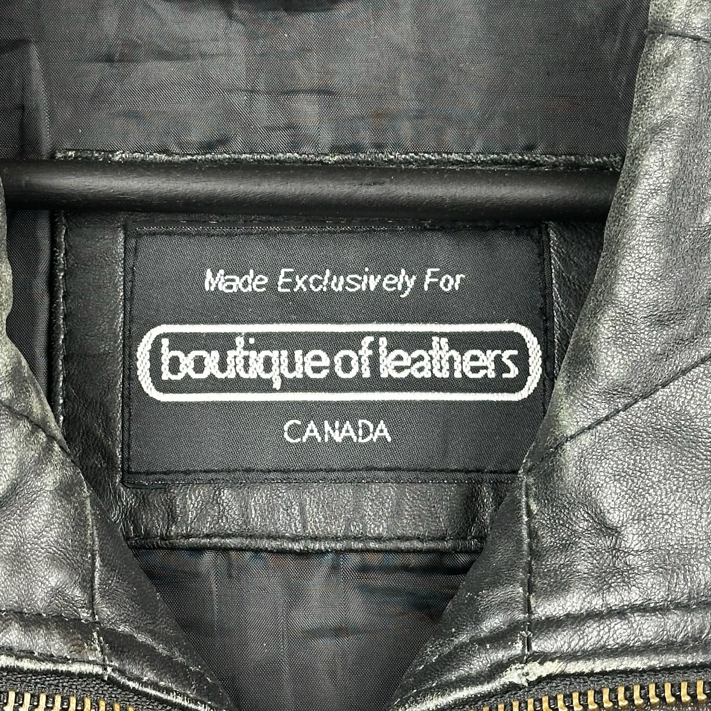 Vintage Boutique of Leather Black w/ Brown Accent Genuine Leather Full Zip Jacket