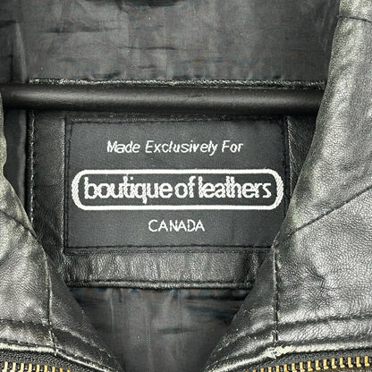 Vintage Boutique of Leather Black w/ Brown Accent Genuine Leather Full Zip Jacket