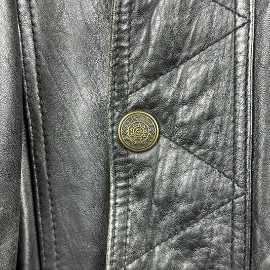 Vintage Boutique of Leather Black w/ Brown Accent Genuine Leather Full Zip Jacket