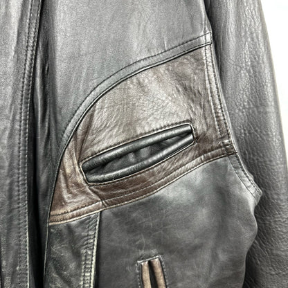 Vintage Boutique of Leather Black w/ Brown Accent Genuine Leather Full Zip Jacket
