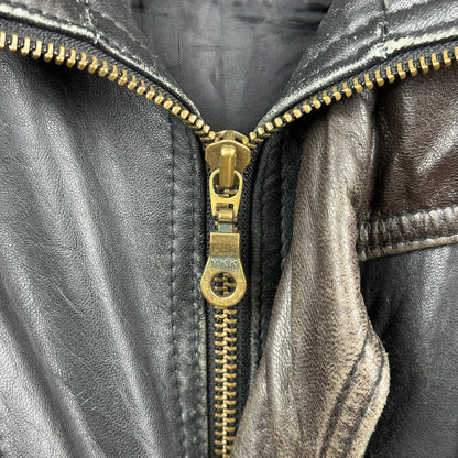 Vintage Boutique of Leather Black w/ Brown Accent Genuine Leather Full Zip Jacket