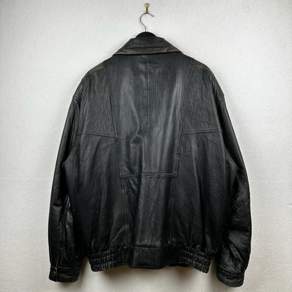 Vintage Boutique of Leather Black w/ Brown Accent Genuine Leather Full Zip Jacket