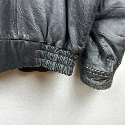 Vintage Boutique of Leather Black w/ Brown Accent Genuine Leather Full Zip Jacket