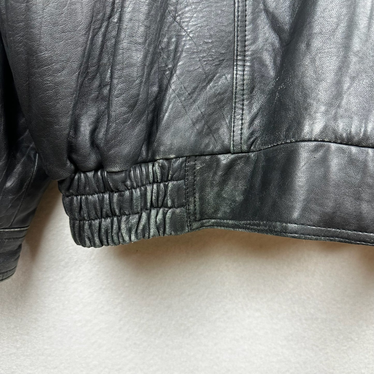 Vintage Boutique of Leather Black w/ Brown Accent Genuine Leather Full Zip Jacket