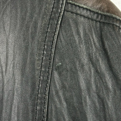 Vintage Boutique of Leather Black w/ Brown Accent Genuine Leather Full Zip Jacket