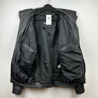 Vintage Boutique of Leather Black w/ Brown Accent Genuine Leather Full Zip Jacket