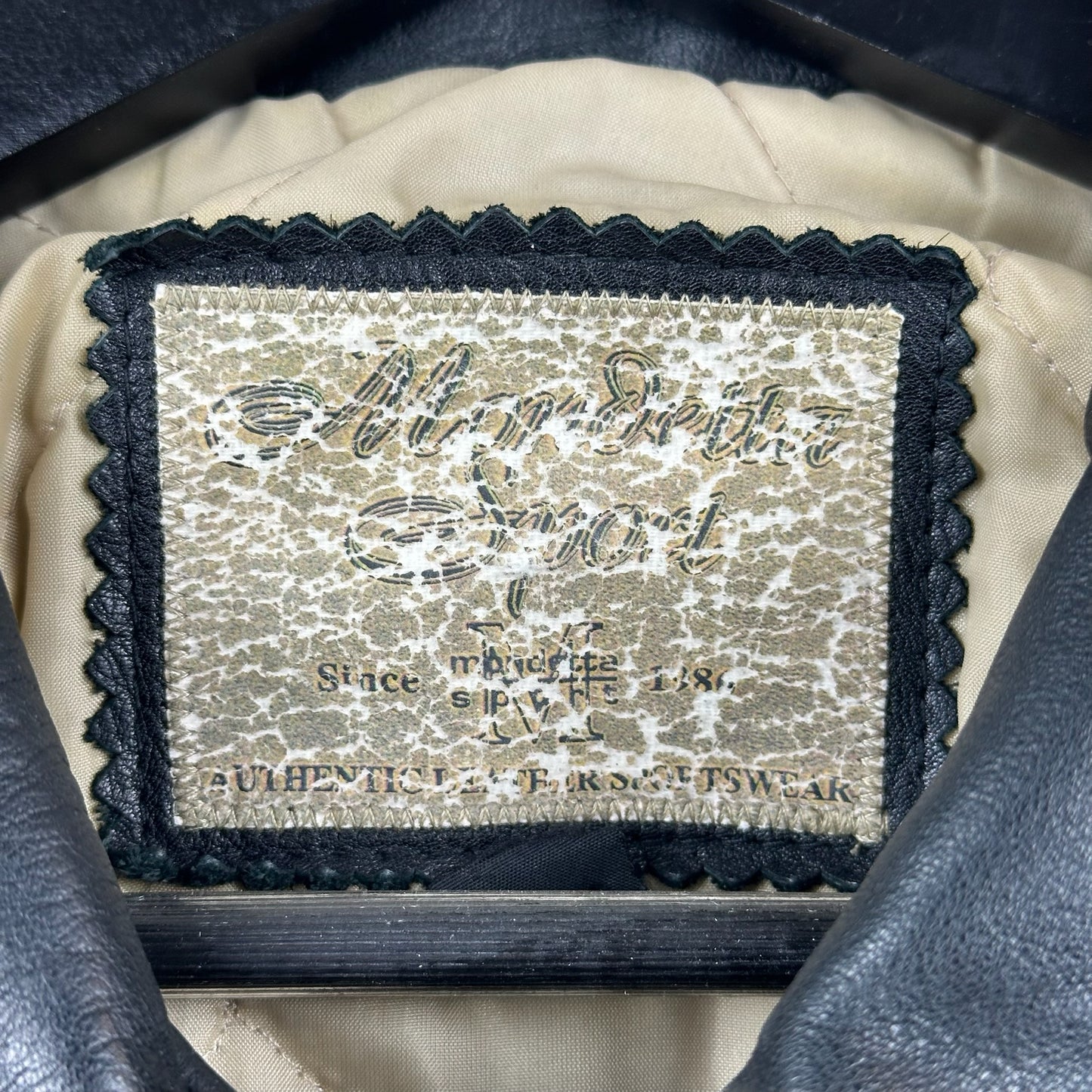 Vintage Mondetta Sports Embroidery Black Full Zip Leather Jacket