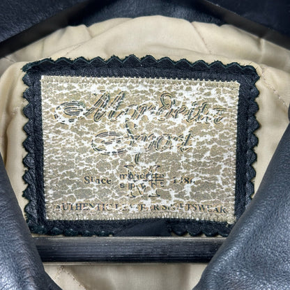 Vintage Mondetta Sports Embroidery Black Full Zip Leather Jacket