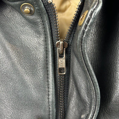 Vintage Mondetta Sports Embroidery Black Full Zip Leather Jacket