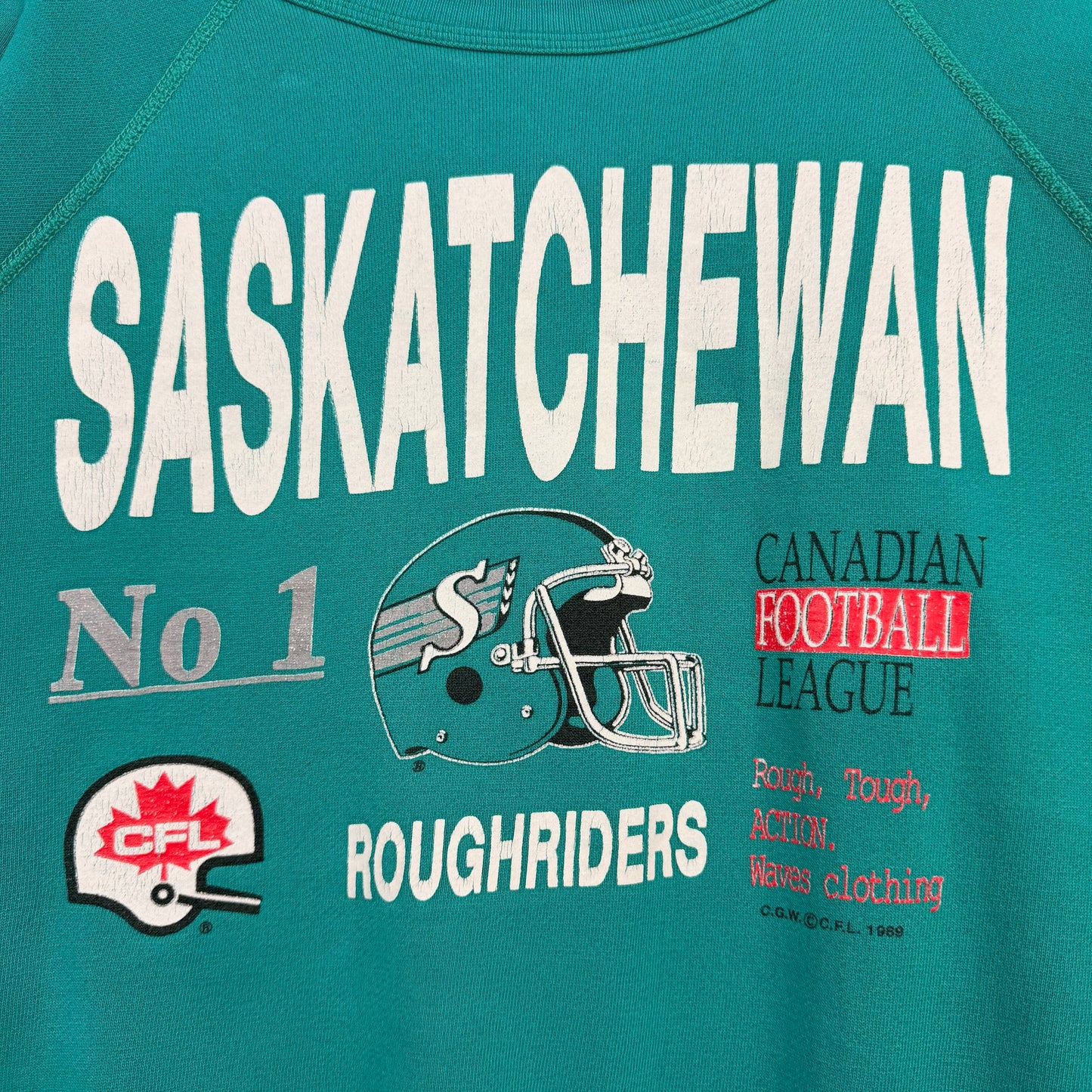 Vintage Waves Saskatchewan Roughriders CFL Green Pullover Crewneck