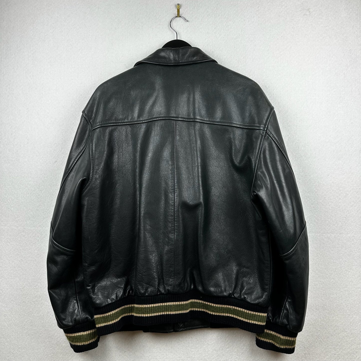 Vintage Mondetta Sports Embroidery Black Full Zip Leather Jacket