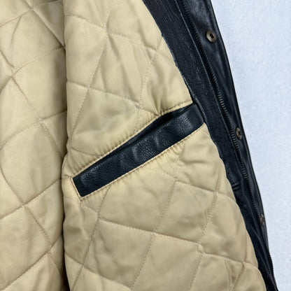 Vintage Mondetta Sports Embroidery Black Full Zip Leather Jacket