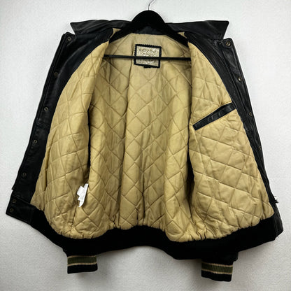 Vintage Mondetta Sports Embroidery Black Full Zip Leather Jacket