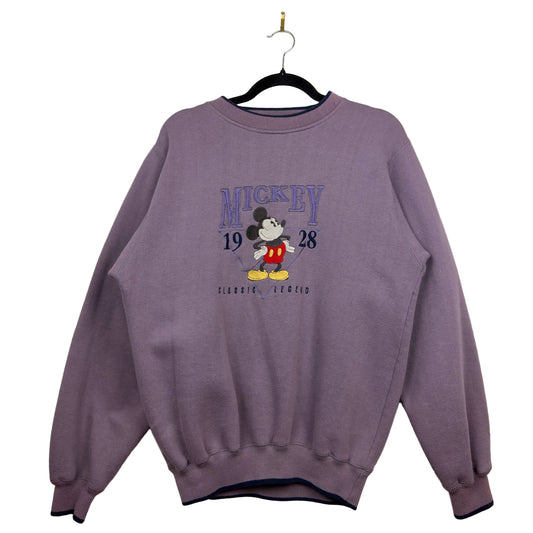 Vintage Disney Mickey Embroidery Purple Pullover Crewneck