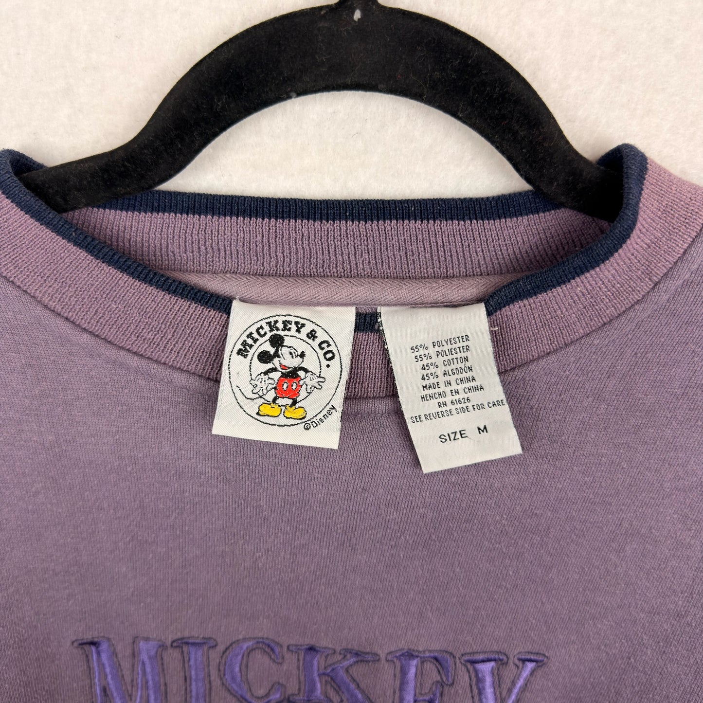 Vintage Disney Mickey Embroidery Purple Pullover Crewneck