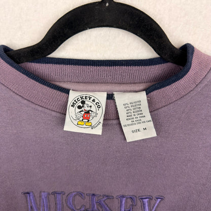 Vintage Disney Mickey Embroidery Purple Pullover Crewneck