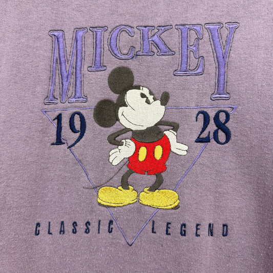 Vintage Disney Mickey Embroidery Purple Pullover Crewneck