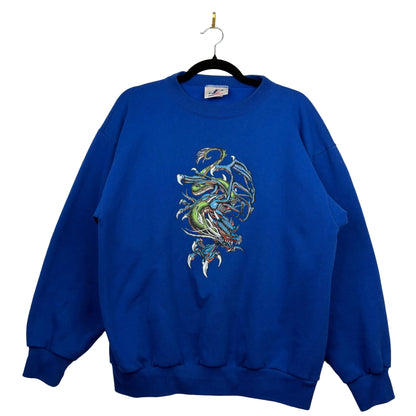 Vintage Logo Athletics Y2K Style Dragon Front Back Pullover Crewneck