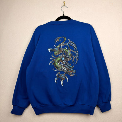 Vintage Logo Athletics Y2K Style Dragon Front Back Pullover Crewneck
