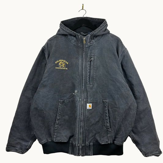 Carhartt Full Swing Golden Bear Embroidery Black Fleece Lined Hooded Jacket