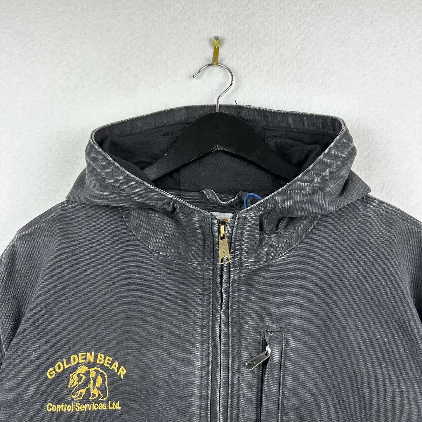 Carhartt Full Swing Golden Bear Embroidery Black Fleece Lined Hooded Jacket