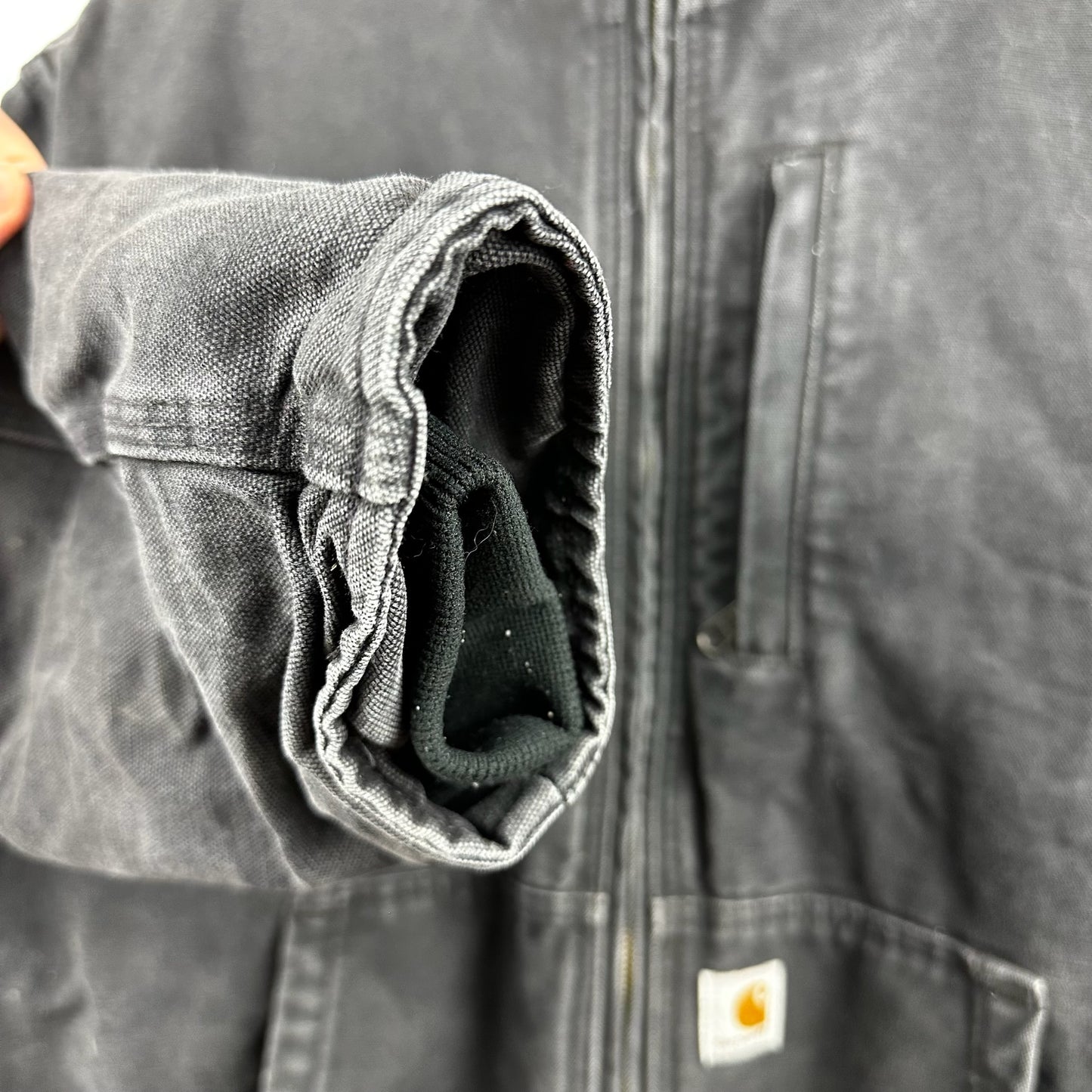 Carhartt Full Swing Golden Bear Embroidery Black Fleece Lined Hooded Jacket