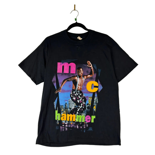 Vintage 91' Screen Stars MC Hammer Mega Print Black Graphic Tee