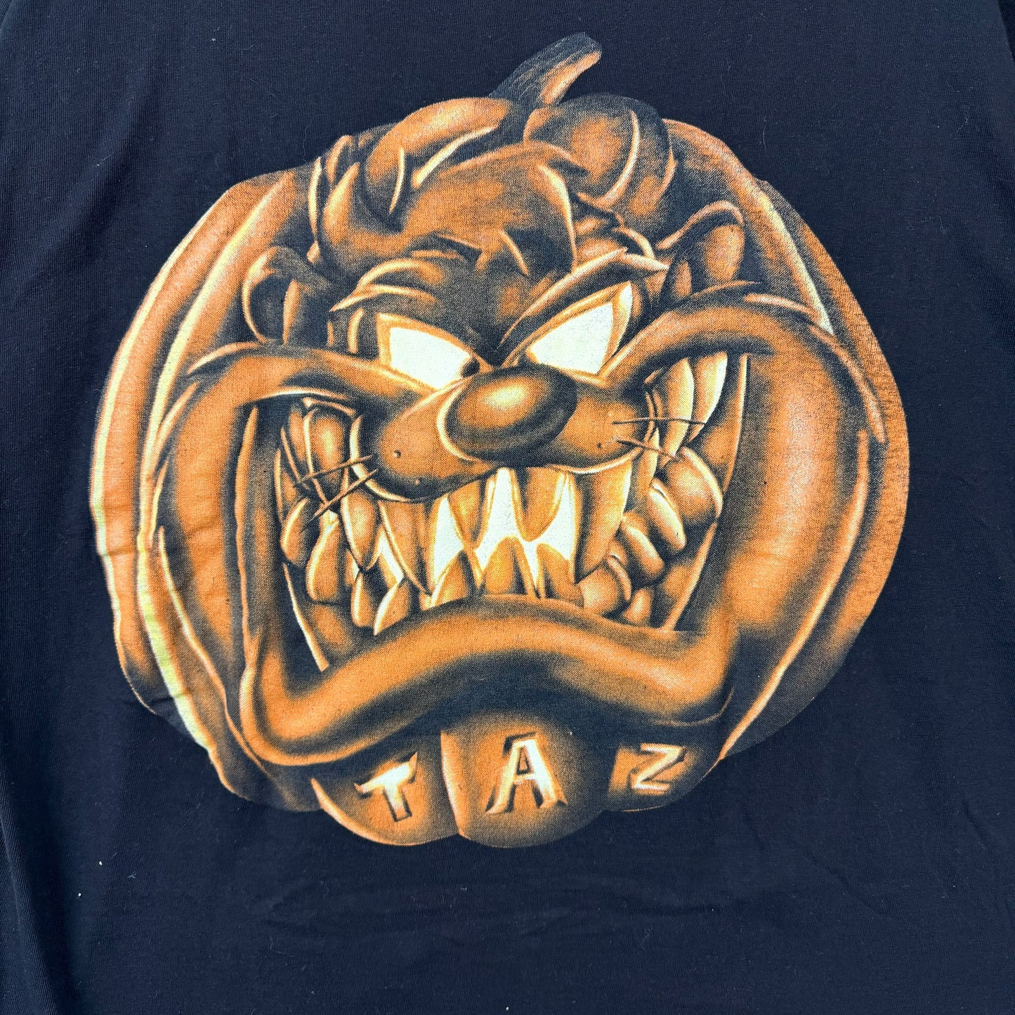 Vintage Looney Tunes Pumpkin Taz Graphic Black Tee