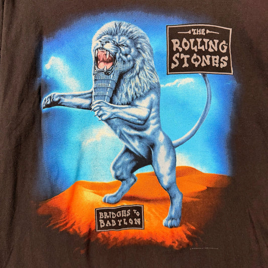 Cut Tag 97/98 The Rolling Stones Bridges to Babylon World Tour Black Tee