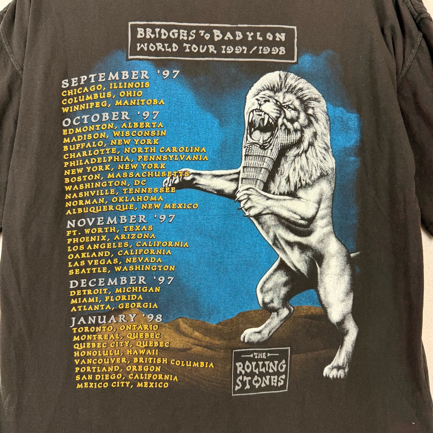 Cut Tag 97/98 The Rolling Stones Bridges to Babylon World Tour Black Tee