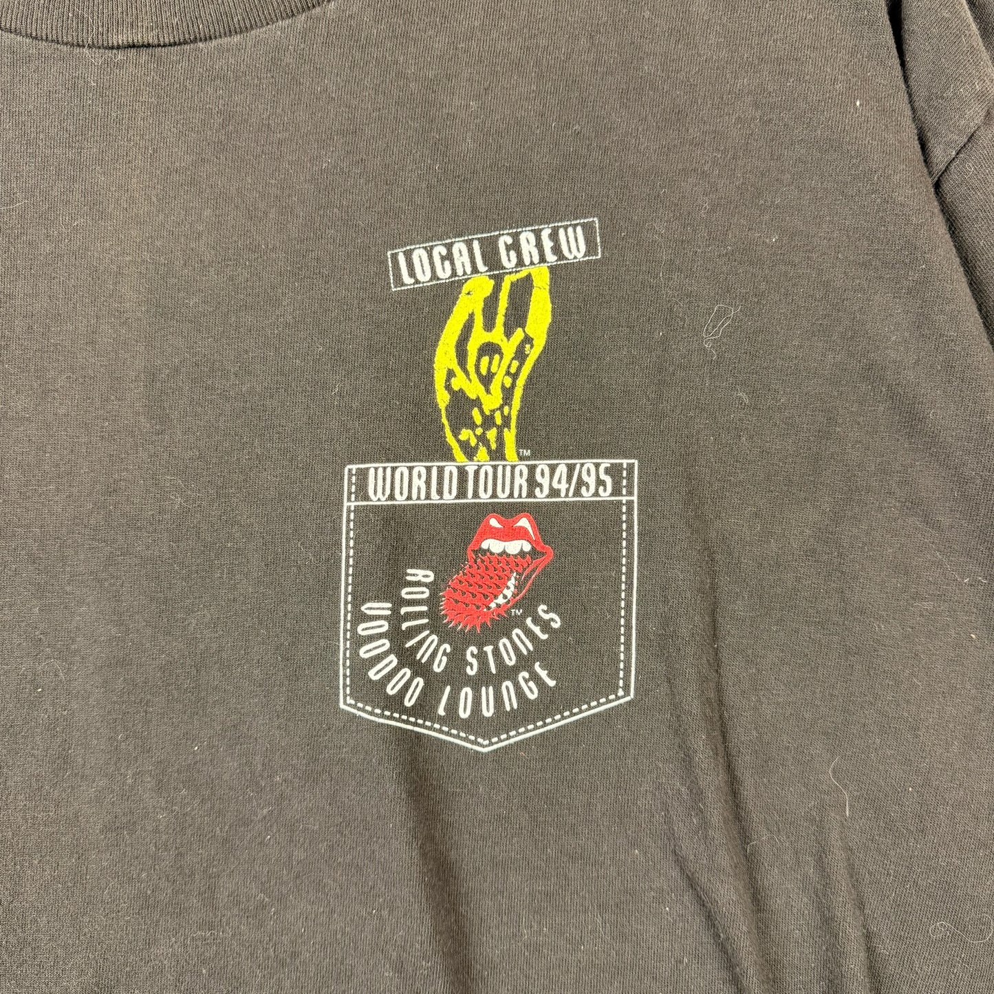 Vintage Brockum Local Crew Rolling Stones World Tour 94/95 Voodoo Lounge Black Tee