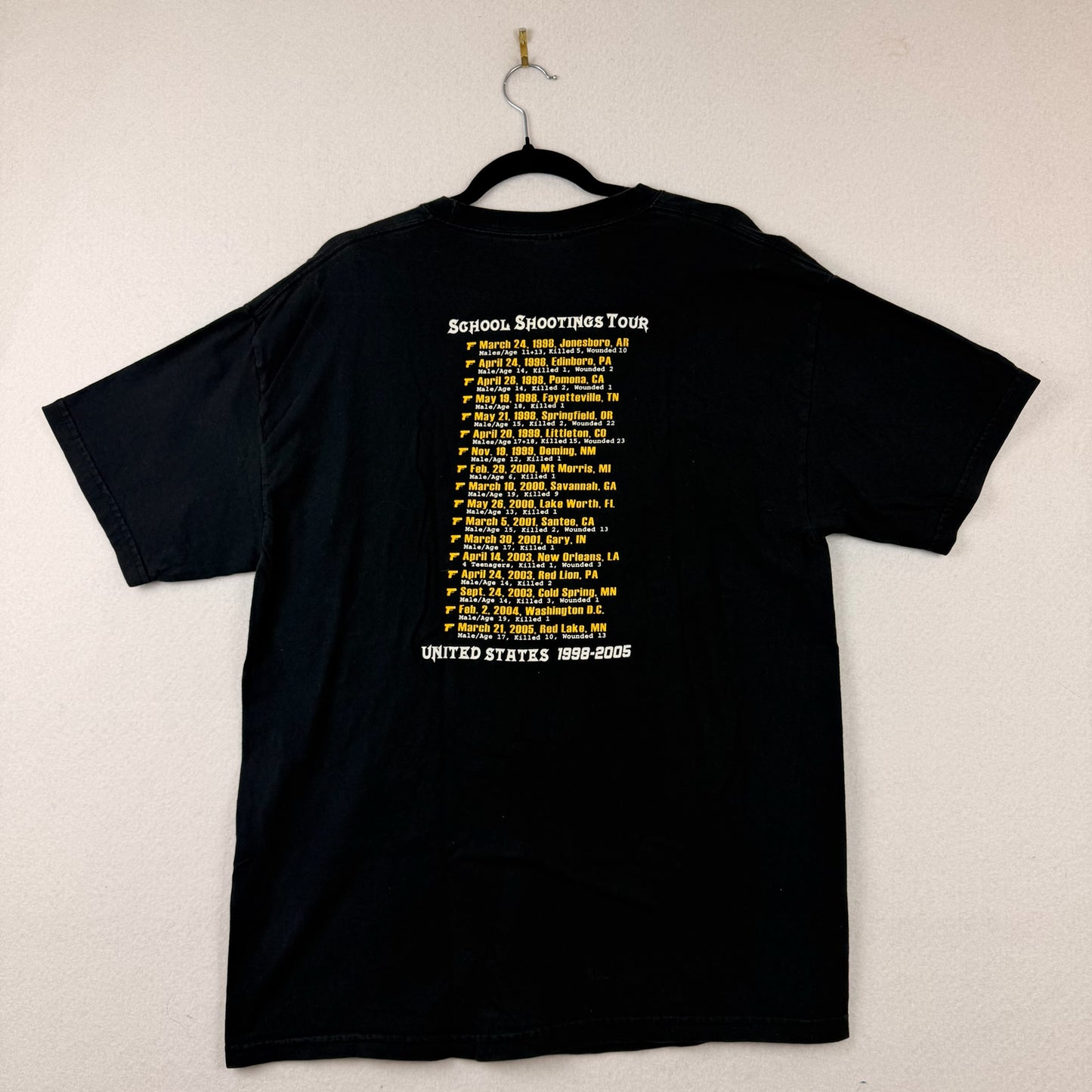 T-Shirt Hell School Shootings Tour 1998-2005 Graphic Tee