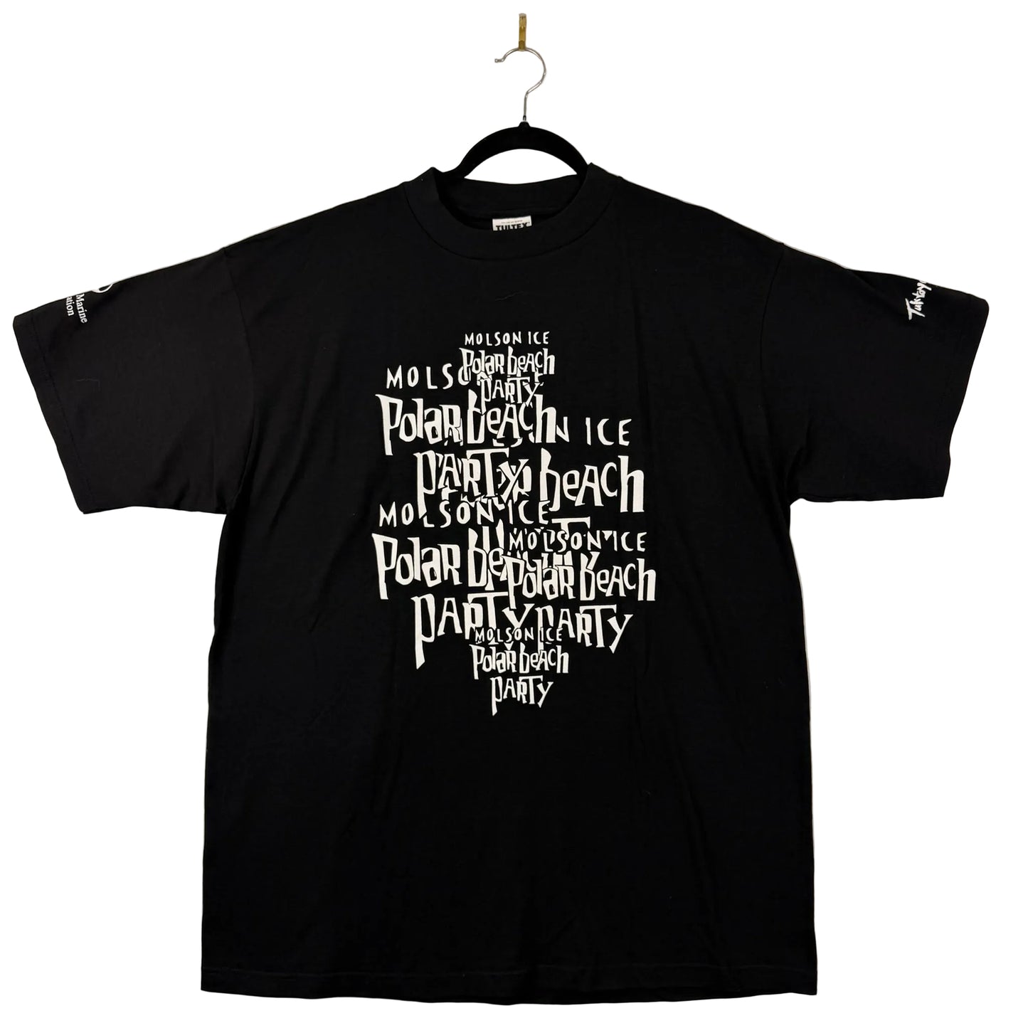 Vintage 1995 Tuktoyaktuk Molson Ice Polar Beach Party “Metallica & Hole” Graphic Black Tee