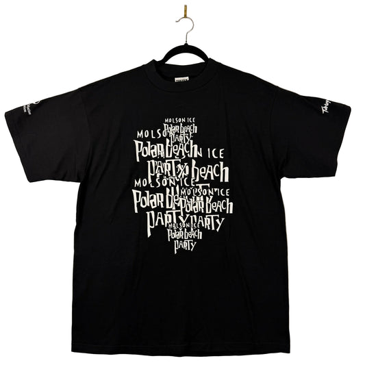 Vintage 1995 Tuktoyaktuk Molson Ice Polar Beach Party “Metallica & Hole” Graphic Black Tee