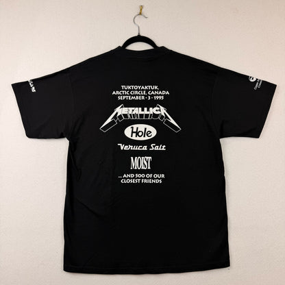 Vintage 1995 Tuktoyaktuk Molson Ice Polar Beach Party “Metallica & Hole” Graphic Black Tee