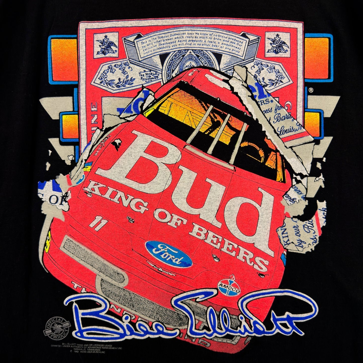 Calcru Bill Elliot Bud Racing Black Tee