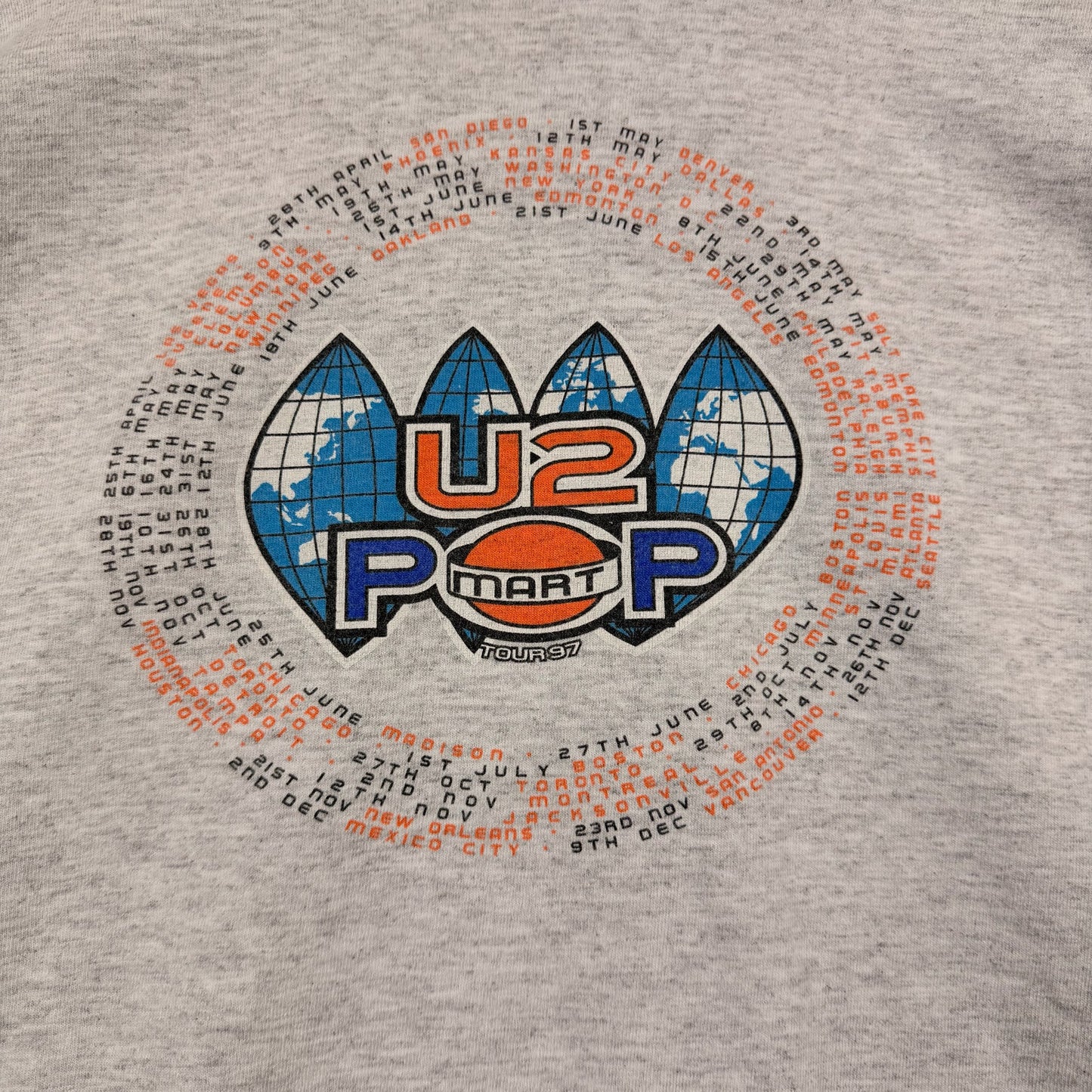 Vintage 97' PolyGram U2 Pop Mart Tour Grey Tee