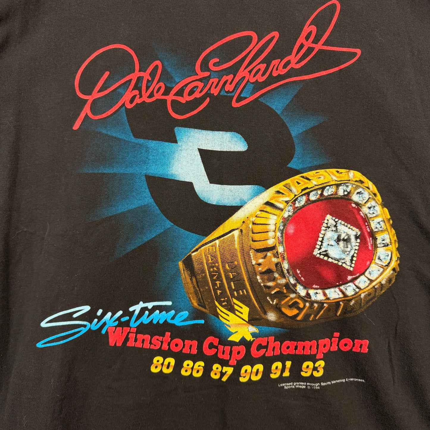Dale Earnhardt Sixth Time Winston Cup Champions Tee