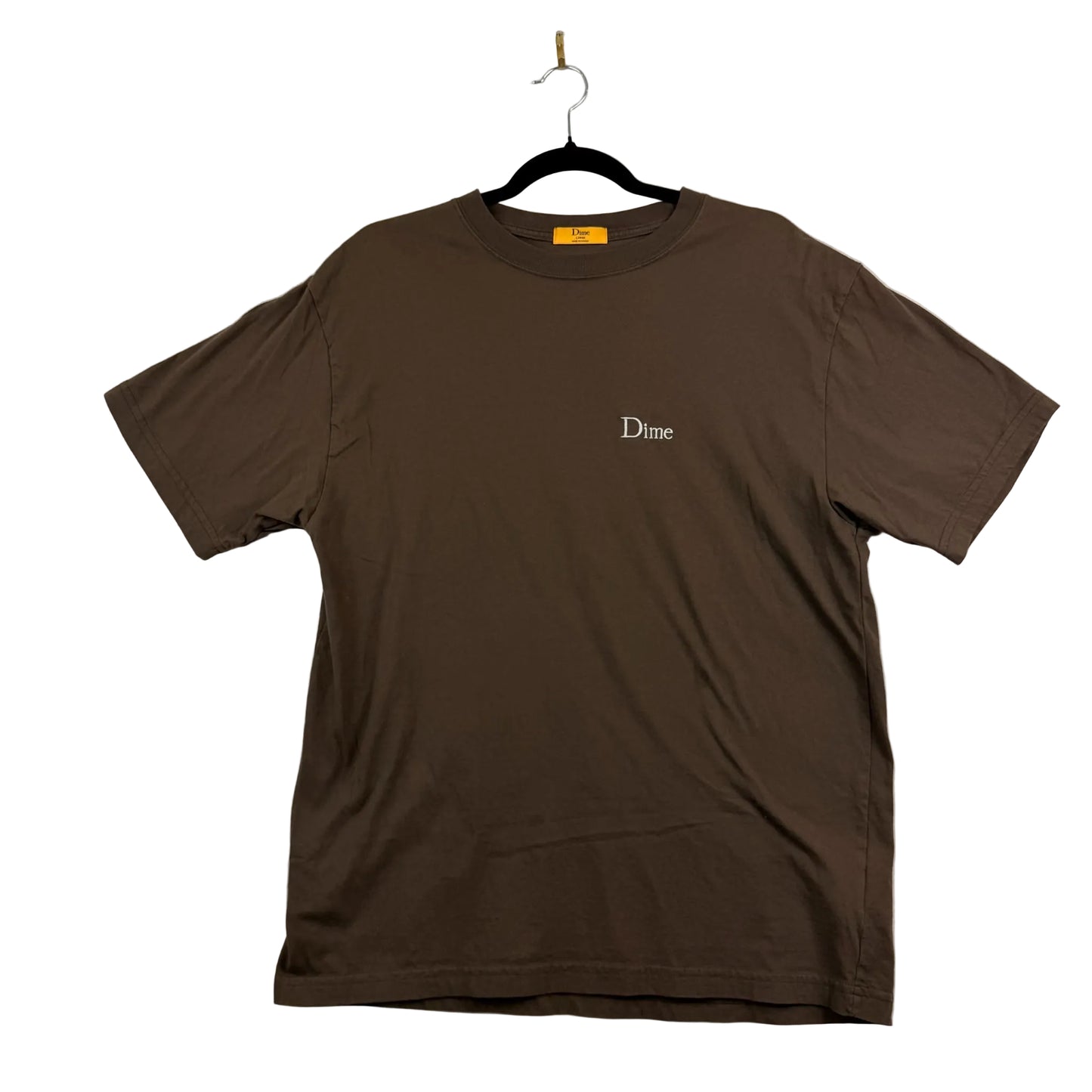 Dime Taupe Center Logo Embroidery Tee